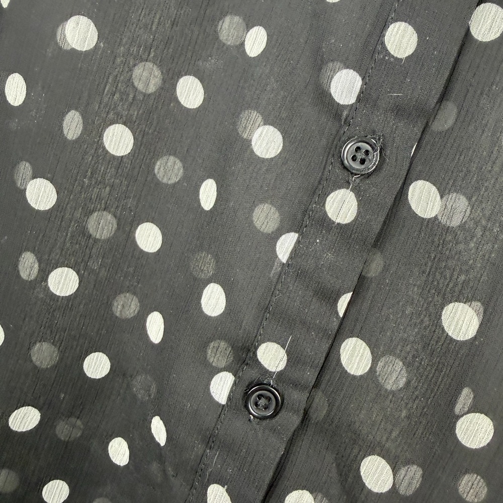 KUT from the Kloth Blouse Women's Medium Black Polka Dot Chiffon Button Front - Picture 5 of 15